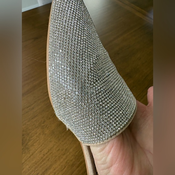 Silver Rhinestone Mules Pointed Toe Backless Flat 7.5‎ - Picture 7 of 9